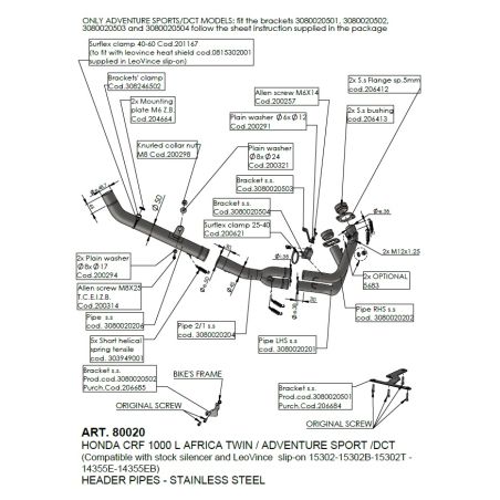 LE80020 Collettori HONDA Africa Twin CRF 1100 L Adventure Sports (to 2023) 1100 2020 2023 LEOVINCE