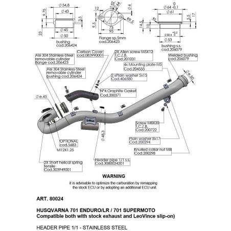 LE80024 Collettori HUSQVARNA 701 Enduro 690 2021 2024 LEOVINCE