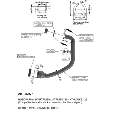 LE80027 Collettori HUSQVARNA Svartpilen 125 125 2021 2022 LEOVINCE