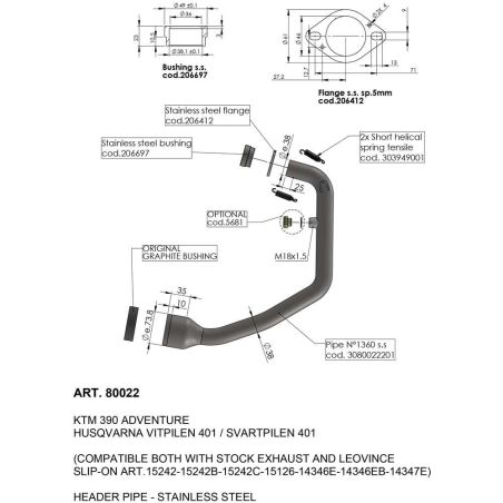 LE80022 Collettori HUSQVARNA Vitpilen 401 400 2020 2022 LEOVINCE