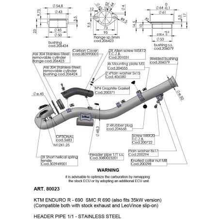 LE80023 Collettori KTM 690 Enduro R 655 2019 2024 LEOVINCE