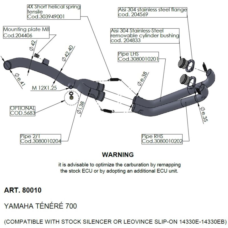 LE80010 Collettori YAMAHA Tenere 700 Rally Edition 700 2020 2023 LEOVINCE