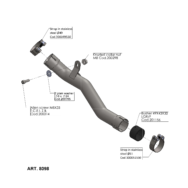 LE8098 Raccordo de-Catalizzatore BENELLI Leoncino 500 Trail 500 2018 2024 LEOVINCE