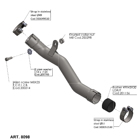 LE8098 Raccordo de-Catalizzatore BENELLI Leoncino 500 Trail 500 2018 2024 LEOVINCE