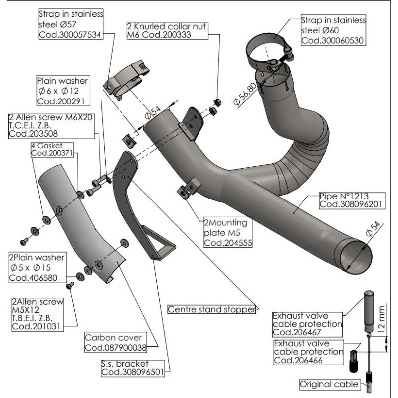 LE8096 Raccordo de-Catalizzatore DUCATI Multistrada 1260 1260 2018 2020 LEOVINCE