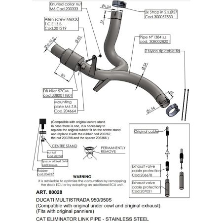 LE80028 Raccordo de-Catalizzatore DUCATI Multistrada V2 950 2022 2025 LEOVINCE