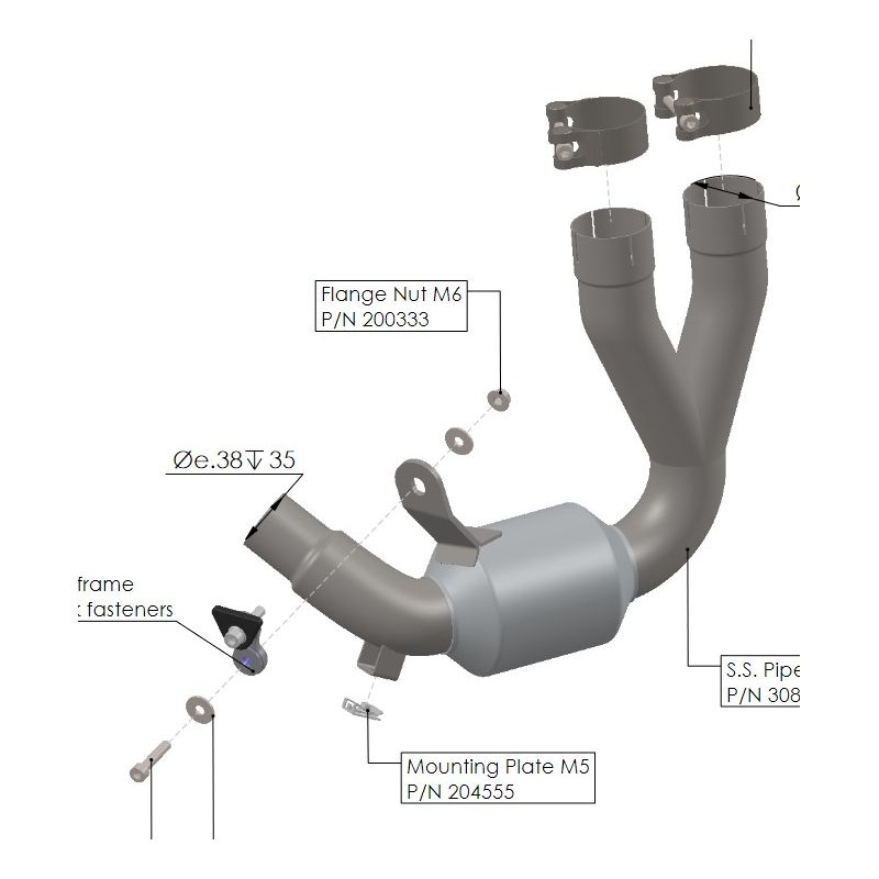 LE80045 Raccordo de-Catalizzatore DUCATI Scrambler 800 (2023to ) 800 2023 2024 LEOVINCE