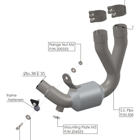 LE80045 Raccordo de-Catalizzatore DUCATI Scrambler 800 (2023to ) 800 2023 2024 LEOVINCE