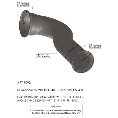 LE8092 Raccordo de-Catalizzatore HUSQVARNA Vitpilen 401 400 2018 2019 LEOVINCE