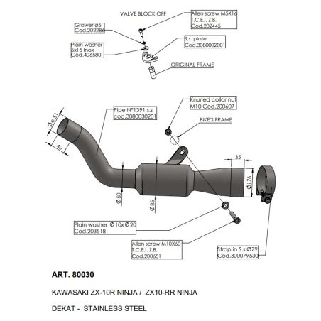 LE80030 Raccordo de-Catalizzatore KAWASAKI ZX-10R (2021to ) 1000 2021 2025 LEOVINCE