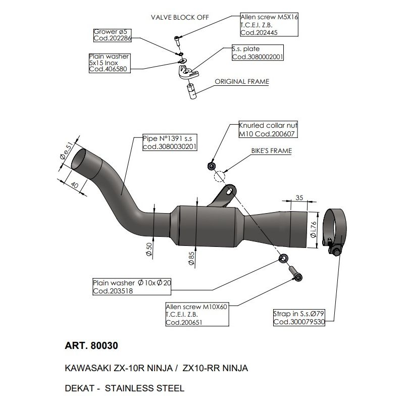 LE80030 Raccordo de-Catalizzatore KAWASAKI ZX-10RR 1000 2021 2024 LEOVINCE