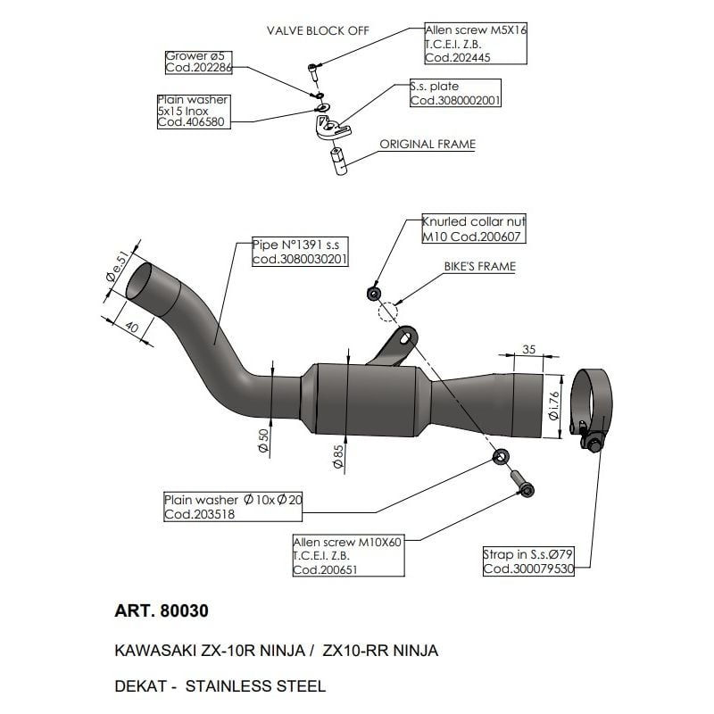 LE80030 Raccordo de-Catalizzatore KAWASAKI ZX-10RR 1000 2021 2024 LEOVINCE