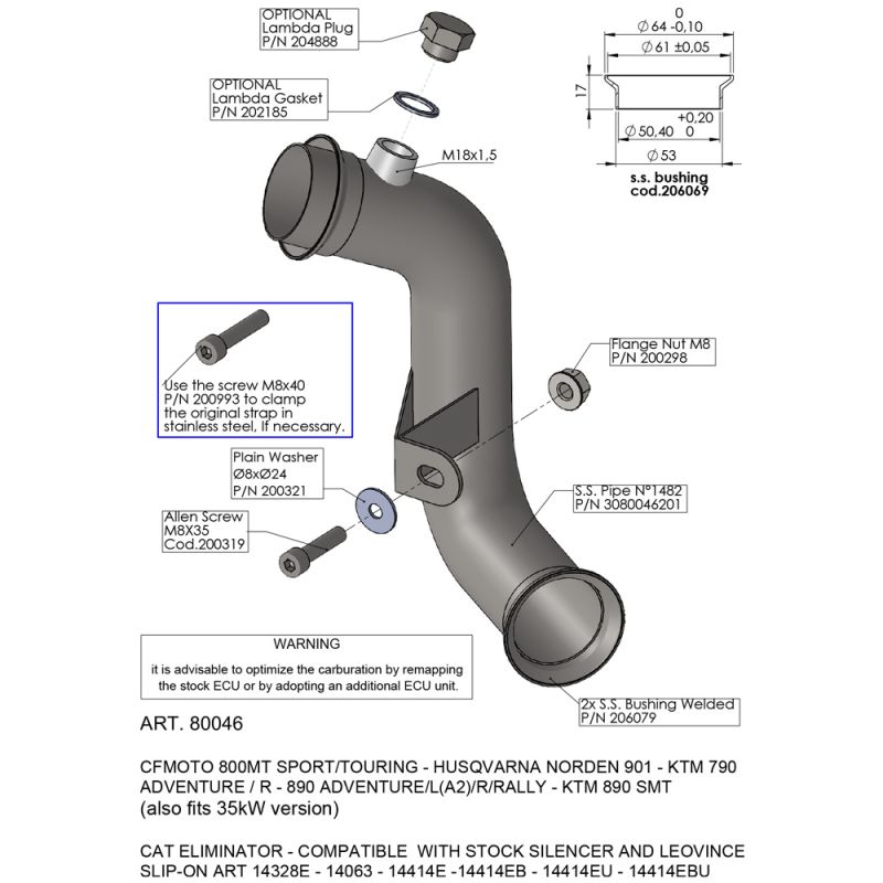 LE80046 Raccordo de-Catalizzatore KTM 890 SMT 900 2023 2024 LEOVINCE