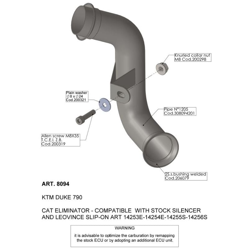LE8094 Raccordo de-Catalizzatore KTM Duke 890 R 890 2020 2023 LEOVINCE