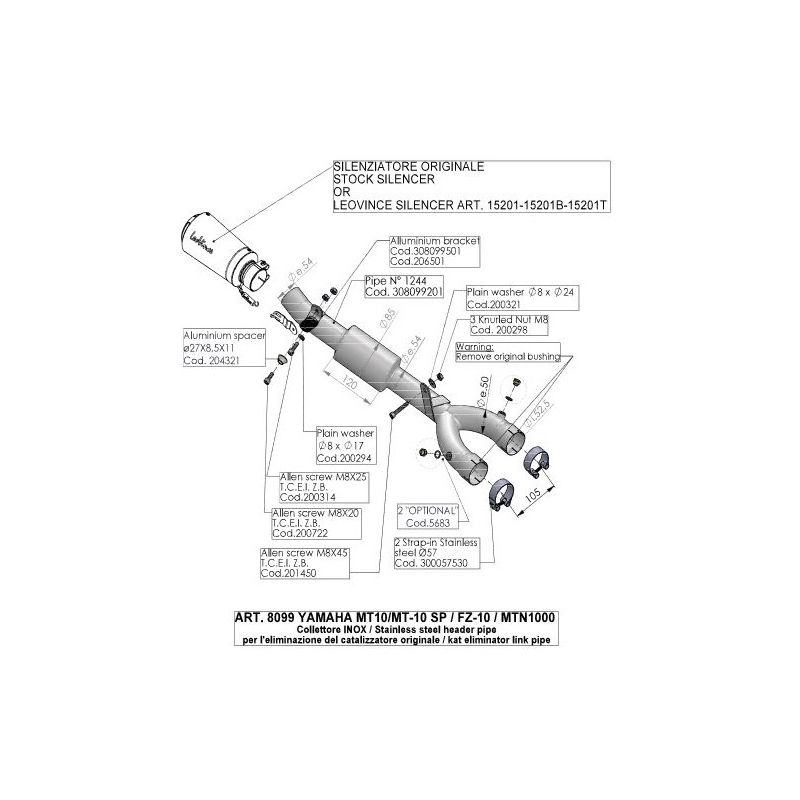 LE8099 Raccordo de-Catalizzatore LV-10 YAMAHA MT-10 1000 2016 2023 LEOVINCE