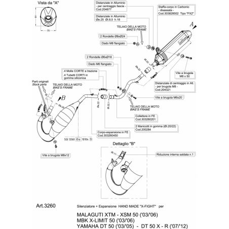 LE3260 Scarico Completo - 2T X-Fight YAMAHA DT 50 X 50 2003 2011 LEOVINCE