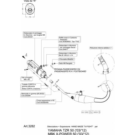 LE3282 Scarico Completo - 2T X-Fight YAMAHA TZR 50 50 2003 2013 LEOVINCE