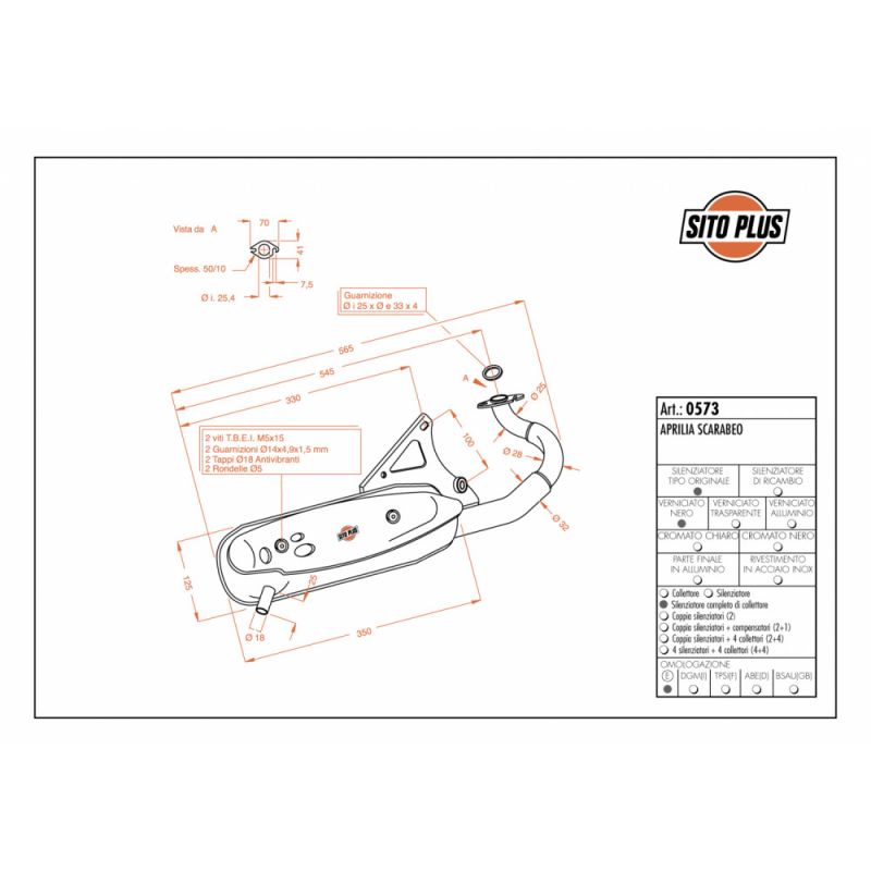 LE0573 SITO PLUS - Silenziatore con collettore APRILIA Scarabeo 50 2t 50 1993 1997 LEOVINCE