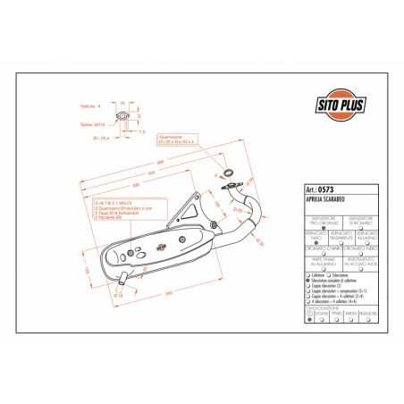 LE0573 SITO PLUS - Silenziatore con collettore APRILIA Scarabeo 50 2t 50 1993 1997 LEOVINCE