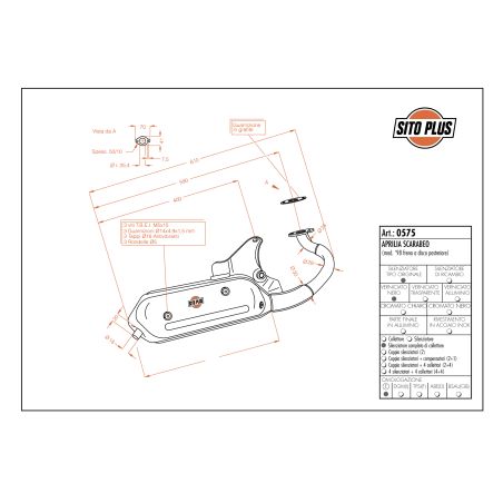 LE0575 SITO PLUS - Silenziatore con collettore APRILIA Scarabeo 50 2t 50 1998 2016 LEOVINCE