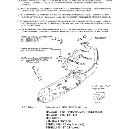 LE0587 SITO -Silenziatore con collettore BENELLI 491 liquid cooled 50 2003 0 LEOVINCE