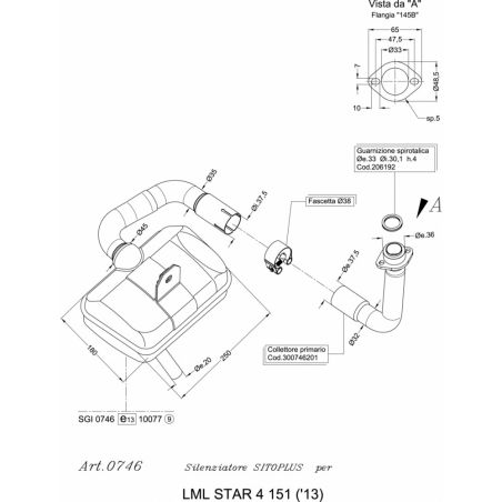 LE0746 SITO PLUS - Silenziatore con collettore LML Star 4 151 4t 150 2013 2015 LEOVINCE
