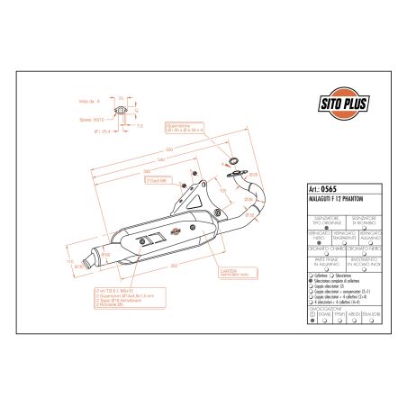 LE0565 SITO PLUS - Silenziatore con collettore MALAGUTI F12 Phantom liquid cooled 50 1994 1998 LEOVI
