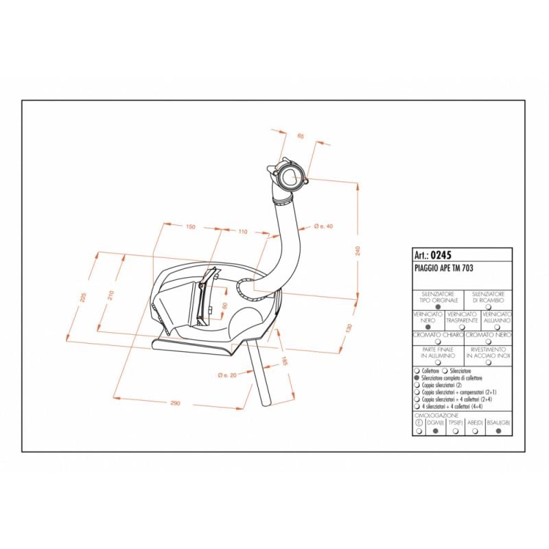 LE0245 SITO -Silenziatore con collettore PIAGGIO Ape TM 200 1983 0 LEOVINCE