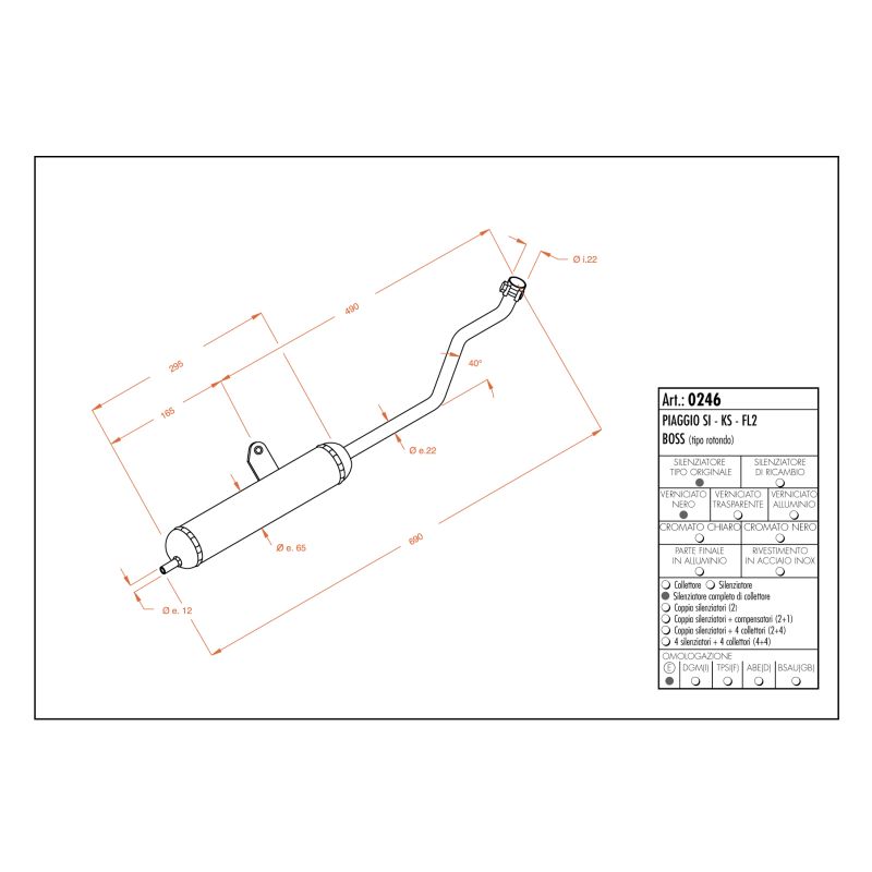 LE0246 SITO -Silenziatore con collettore PIAGGIO Boss 50 ruote lega 50 1987 0 LEOVINCE