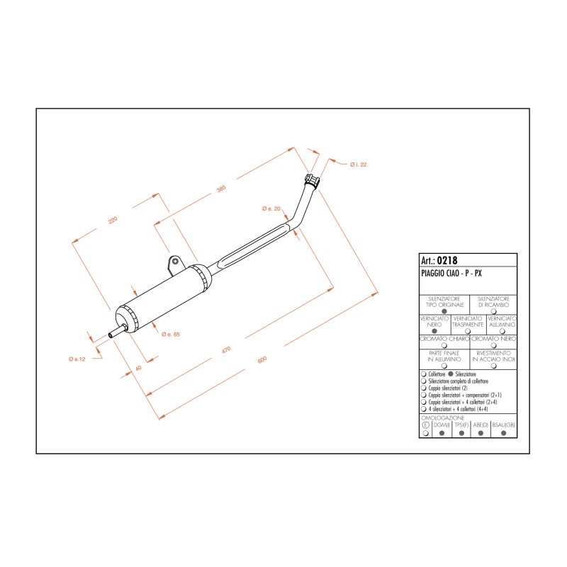 LE0218 SITO -Silenziatore con collettore PIAGGIO Ciao SC - PX 50 1973 1982 LEOVINCE