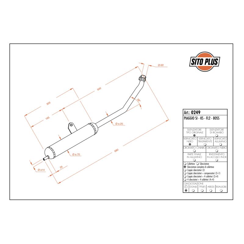 LE0249 SITO PLUS - Silenziatore con collettore PIAGGIO Si 50 1978 2001 LEOVINCE
