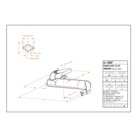 LE0237 SITO -Silenziatore con collettore PIAGGIO Vespa 125 ET3 125 1976 1982 LEOVINCE