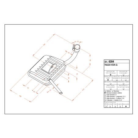 LE0204 SITO -Silenziatore con collettore PIAGGIO Vespa 125 GL 125 1957 1964 LEOVINCE