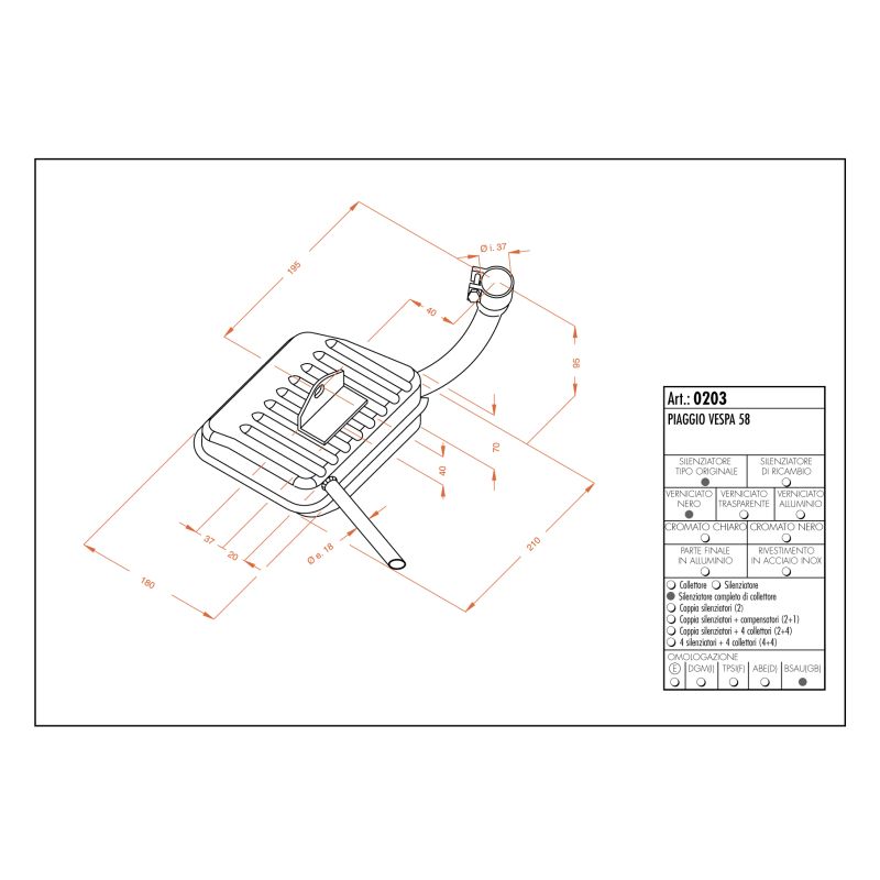 LE0203 SITO -Silenziatore con collettore PIAGGIO Vespa 150 150 1958 1958 LEOVINCE