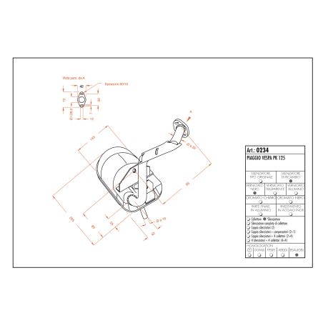 LE0234 SITO -Silenziatore con collettore PIAGGIO Vespa PK 125 125 1982 1985 LEOVINCE