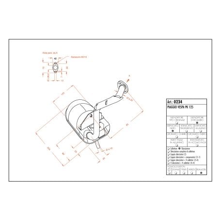 LE0234 SITO -Silenziatore con collettore PIAGGIO Vespa PK 125 125 1982 1985 LEOVINCE