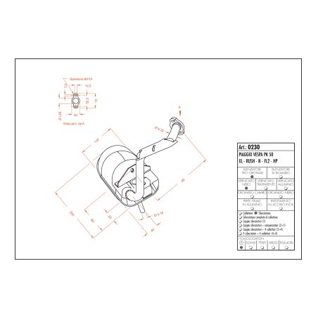 LE0230 SITO -Silenziatore con collettore PIAGGIO Vespa PK 50 S automatica 50 1982 1990 LEOVINCE