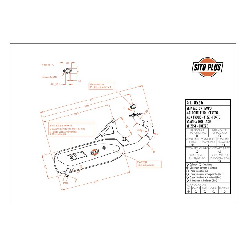 LE0556 SITO PLUS - Silenziatore con collettore YAMAHA Axis 50 50 1994 1995 LEOVINCE
