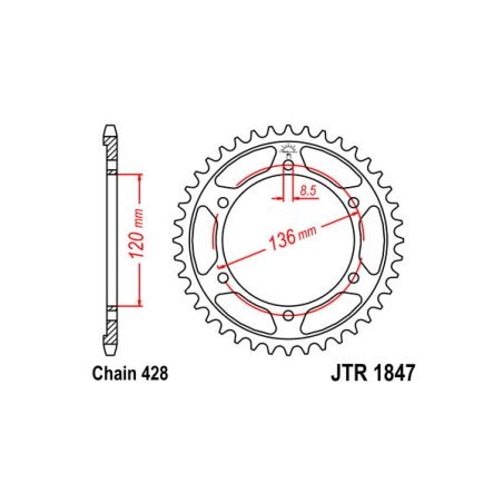 S541231351 Corone 428 YAMAHA TZR 125 R/RR - Belgarda 125 1996 2000 RICAMBI - SPARE PARTS