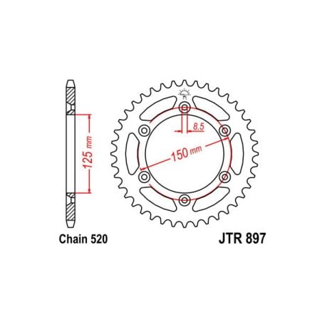 S547230450 Corone 520 KTM SX 250 carb. (2017-2022) 250 2017 2022 RICAMBI - SPARE PARTS