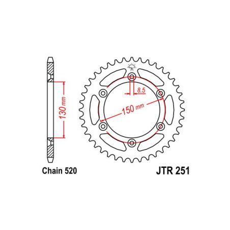 S541332349 Corone 520 YAMAHA YZ 450 F 450 2003 2021 RICAMBI - SPARE PARTS