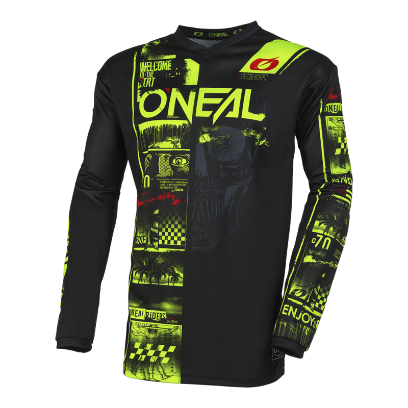 E004-424 Maglia ELEMENT ATTACK nera/giallo neon L