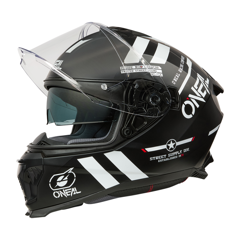 0702-112 Casco CHALLENGER WARHAWK nero/bianco/rosso S (55/56 cm)