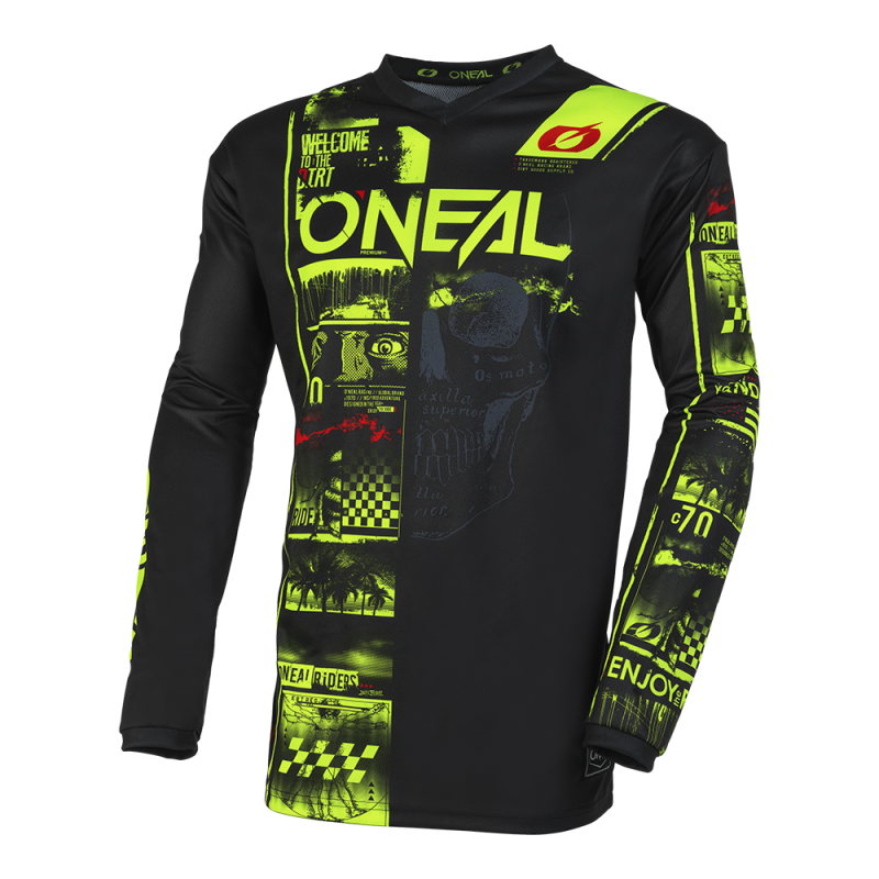 E004-422 Maglia ELEMENT ATTACK nera/giallo neon S