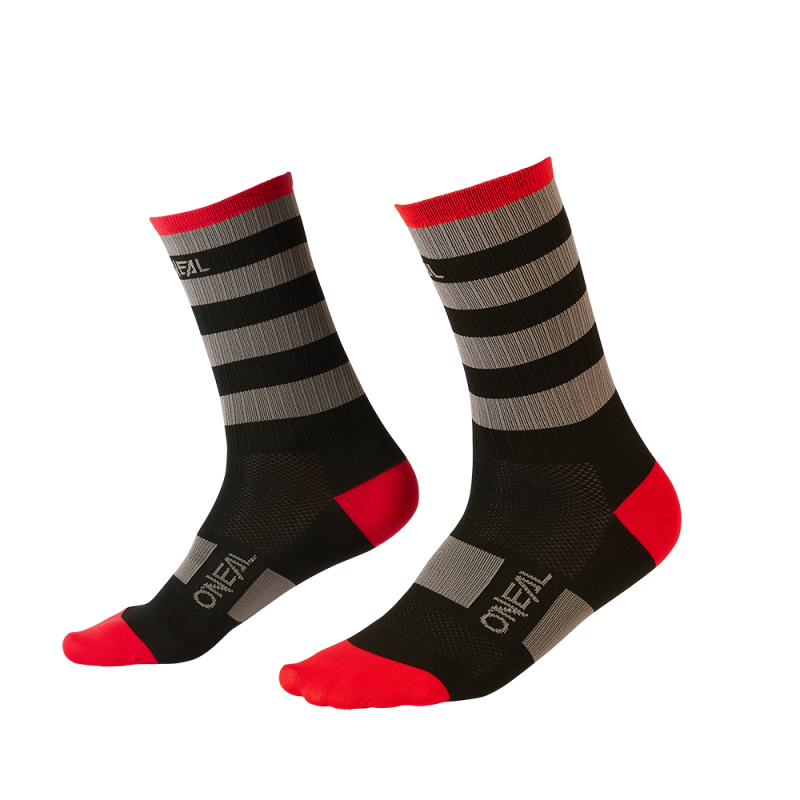 0358-240 Calzini MTB Performance STRIPE nero/grigio/rosso (39-42)