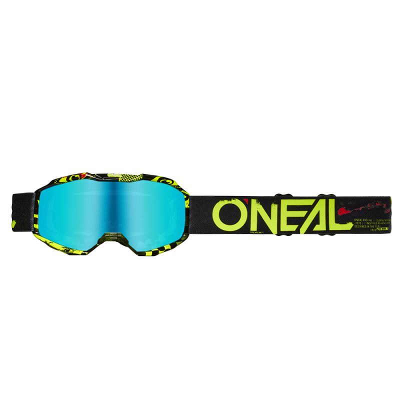 6029-107 B-10 Youth Goggle ATTACK nero/giallo neon - blu radio