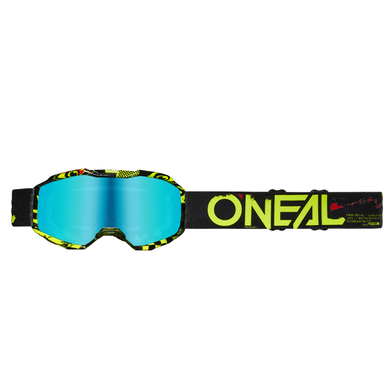 6029-107 B-10 Youth Goggle ATTACK nero/giallo neon - blu radio