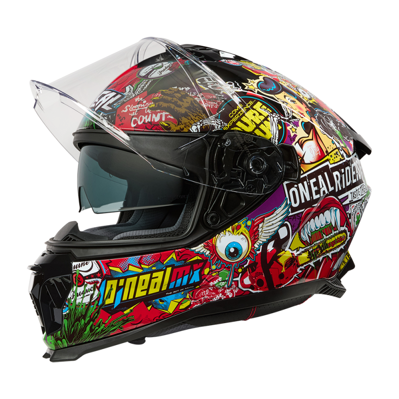 0702-101 Casco CHALLENGER CRANK nero/multicolore XS (53/54 cm)
