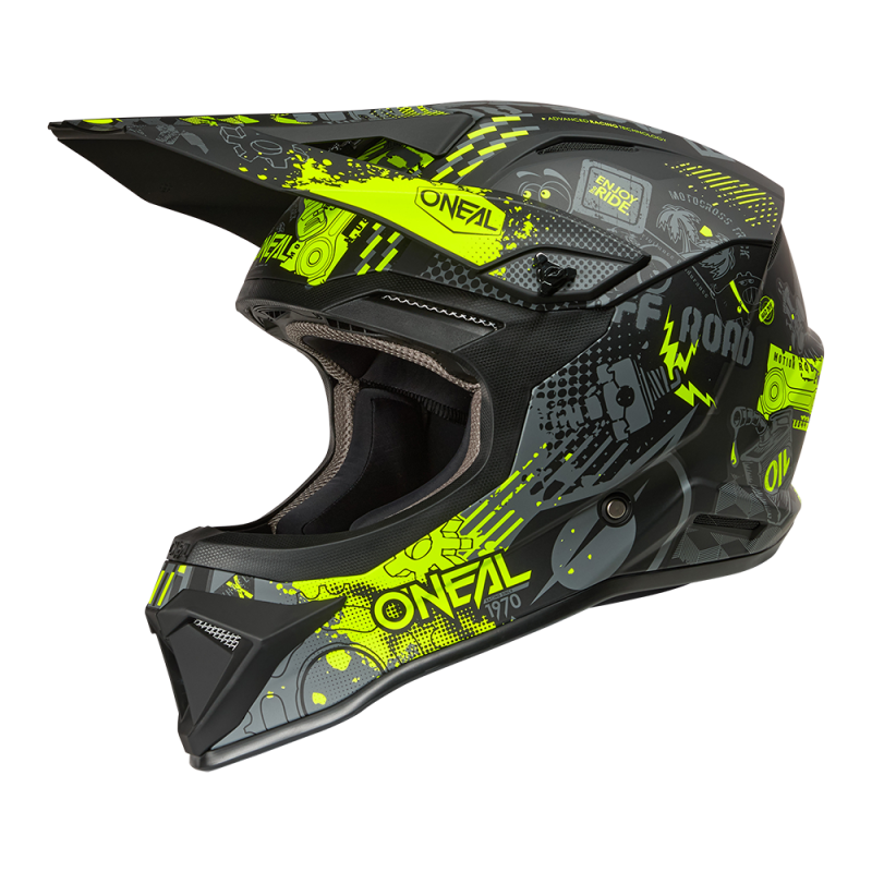 0634-441 Casco 1SRS VIBRANT nero/giallo neon XS (53/54 cm)