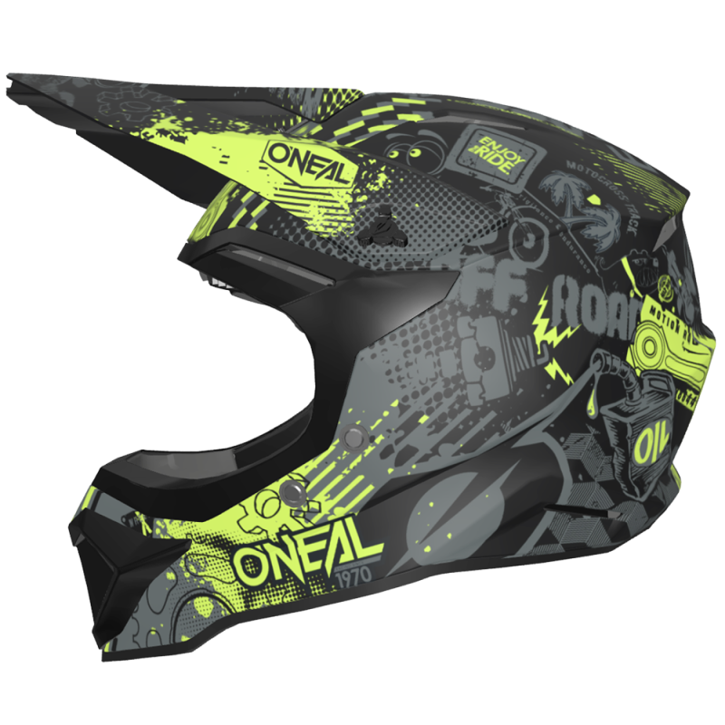 0634-433 Casco 1SRS Youth VIBRANT nero/giallo neon M (48 cm)